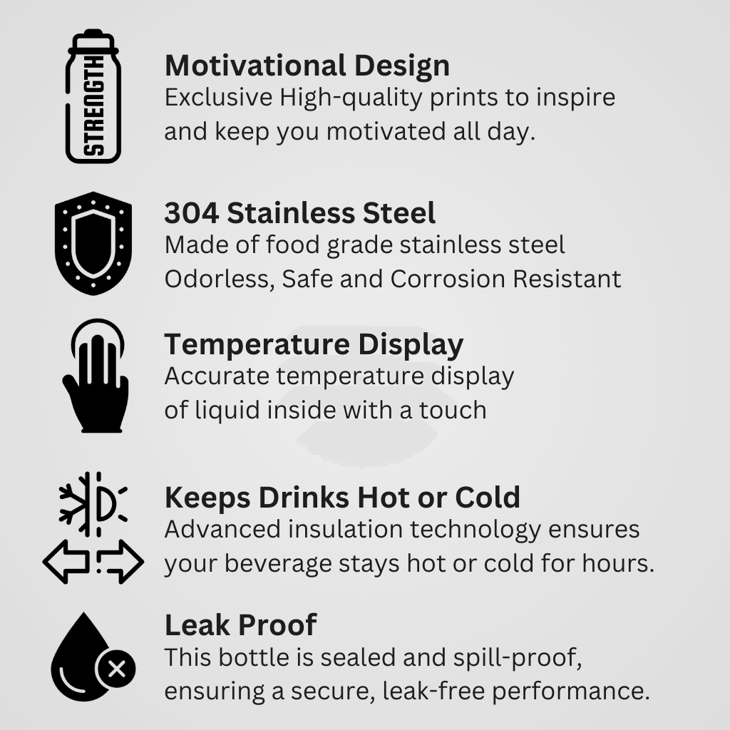 Evolve & Conquer - Japanese & English Smart Insulated Stainless Steel Motivational Bottle with Temperature Display