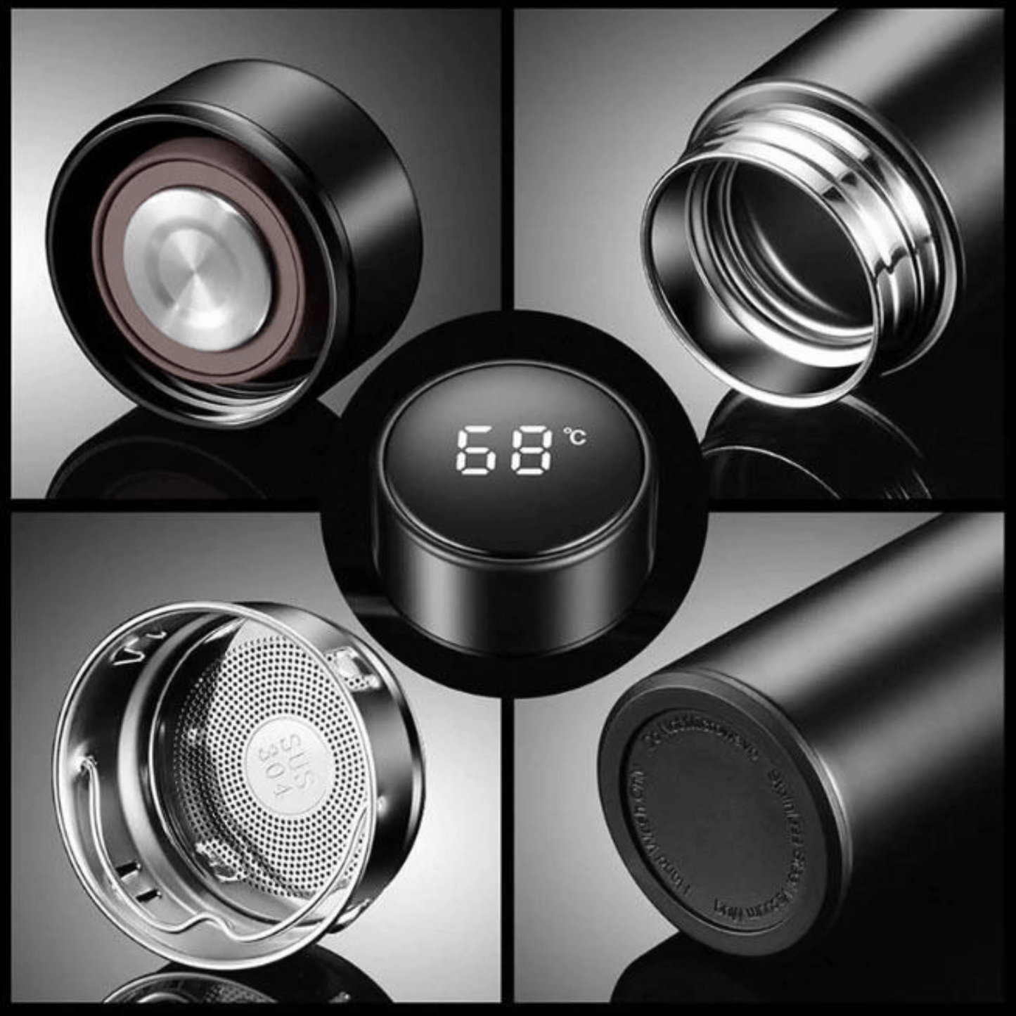 Evolve & Conquer - Japanese & English Smart Insulated Stainless Steel Motivational Bottle with Temperature Display