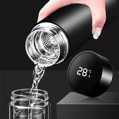 Forged in Fire - Smart Insulated Stainless Steel Motivational Bottle with Kettle Bell Graphics & Temperature Display
