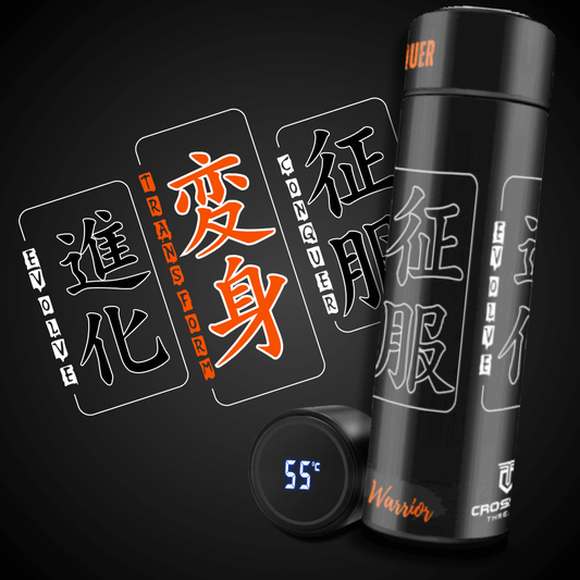 Evolve & Conquer - Japanese & English Smart Insulated Stainless Steel Motivational Bottle with Temperature Display