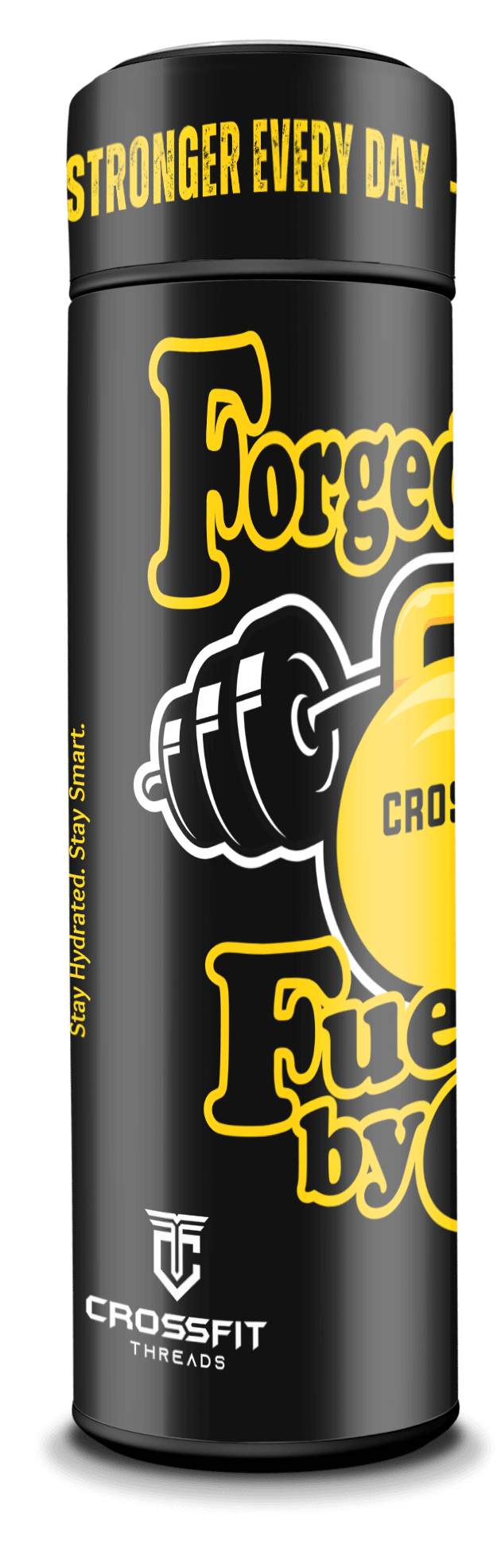 Forged in Fire - Smart Insulated Stainless Steel Motivational Bottle with Kettle Bell Graphics & Temperature Display