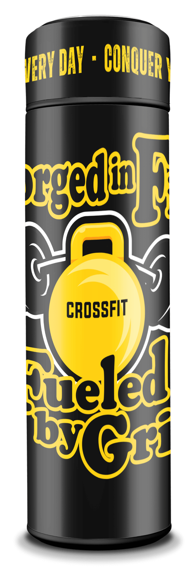 Forged in Fire - Smart Insulated Stainless Steel Motivational Bottle with Kettle Bell Graphics & Temperature Display