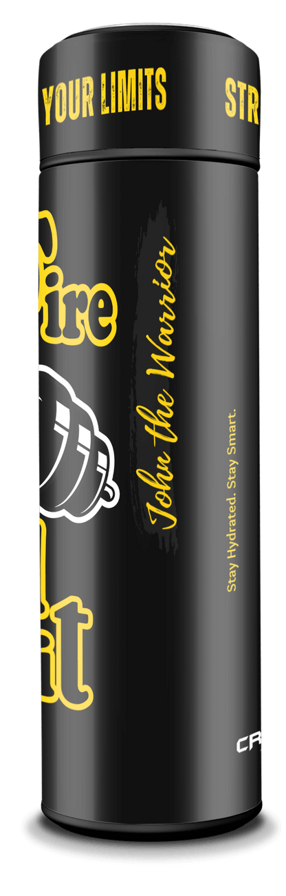 Forged in Fire - Smart Insulated Stainless Steel Motivational Bottle with Kettle Bell Graphics & Temperature Display