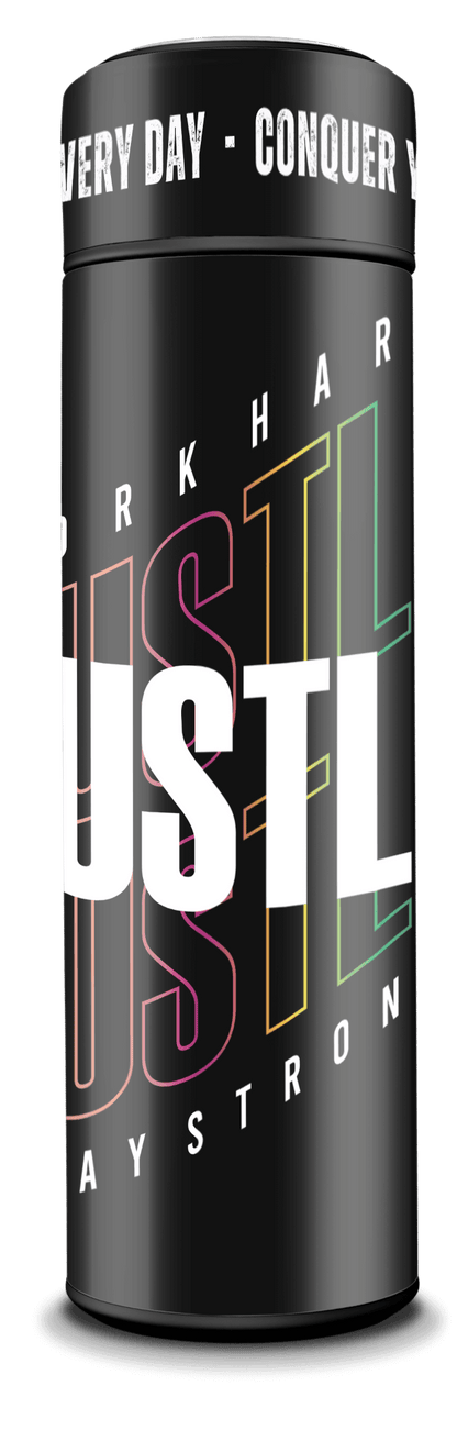 Hustle Hard - Smart Insulated Stainless Steel Motivational Bottle with Temperature Display
