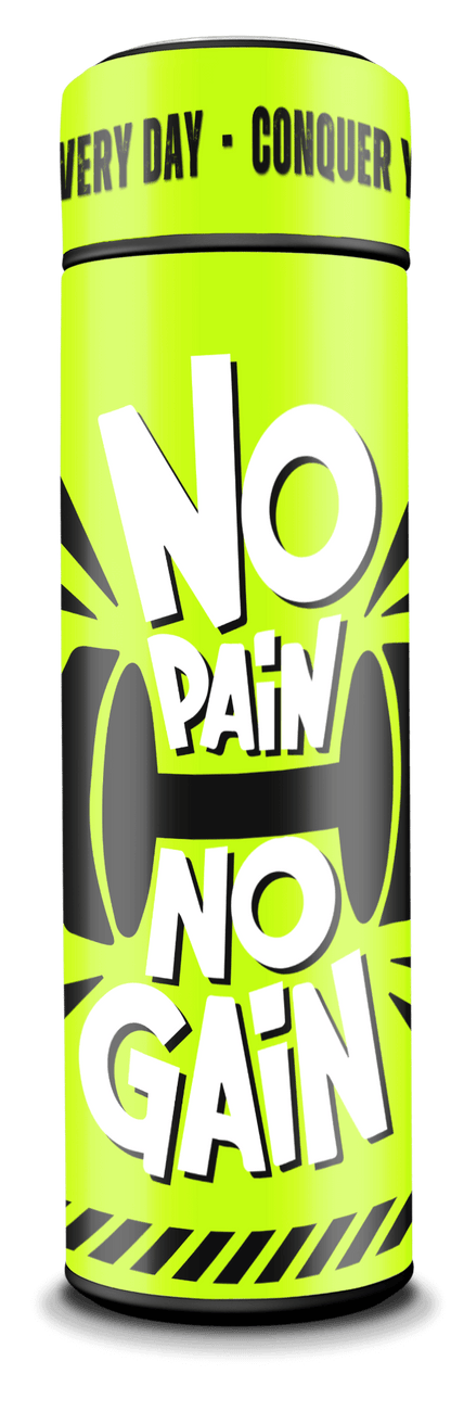 No Pain No Gain v2 - Smart Insulated Stainless Steel Motivational Bottle with Temperature Display