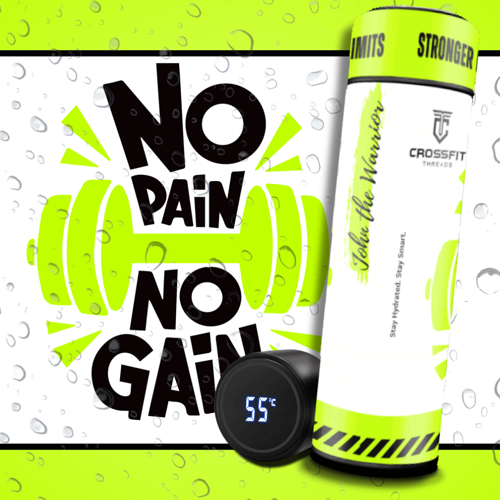 No Pain No Gain - Smart Insulated Stainless Steel Motivational Bottle with Temperature Display