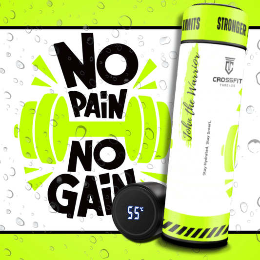 No Pain No Gain - Smart Insulated Stainless Steel Motivational Bottle with Temperature Display