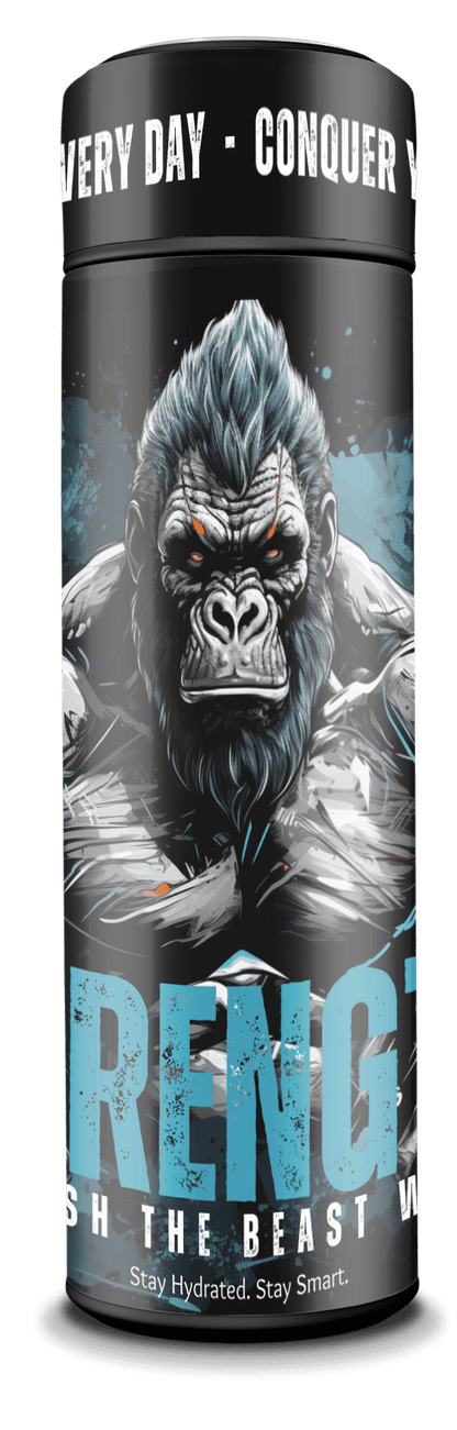 Smart Insulated Stainless Steel Motivational Bottle with Temperature Display & Gorilla Graphics