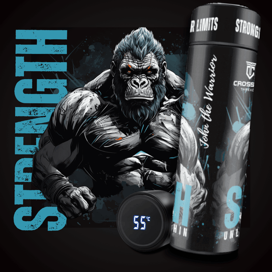 Smart Insulated Stainless Steel Motivational Bottle with Temperature Display & Gorilla Graphics