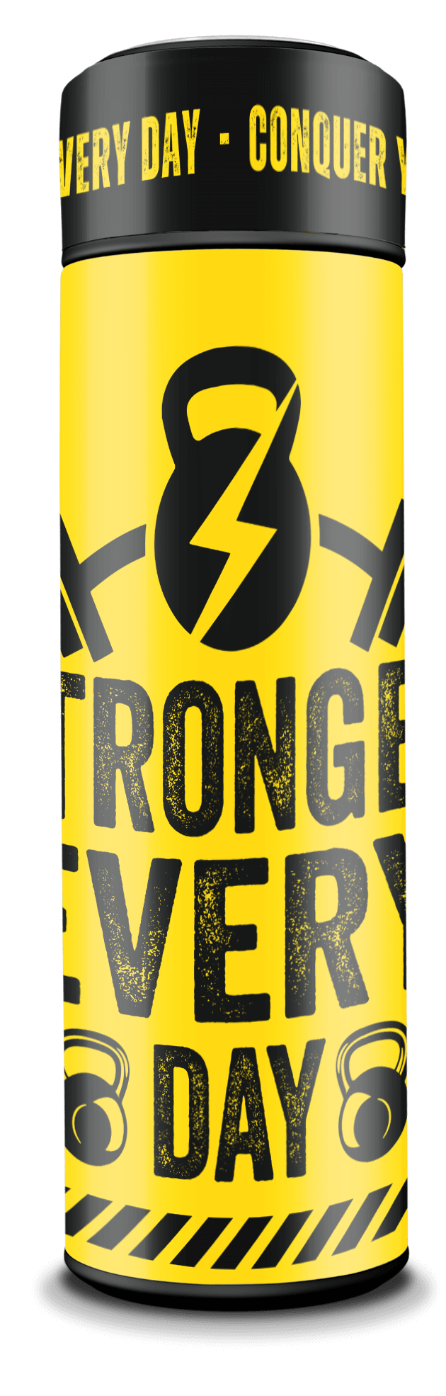 Stronger Every Day - Smart Insulated Stainless Steel Motivational Bottle with Temperature Display