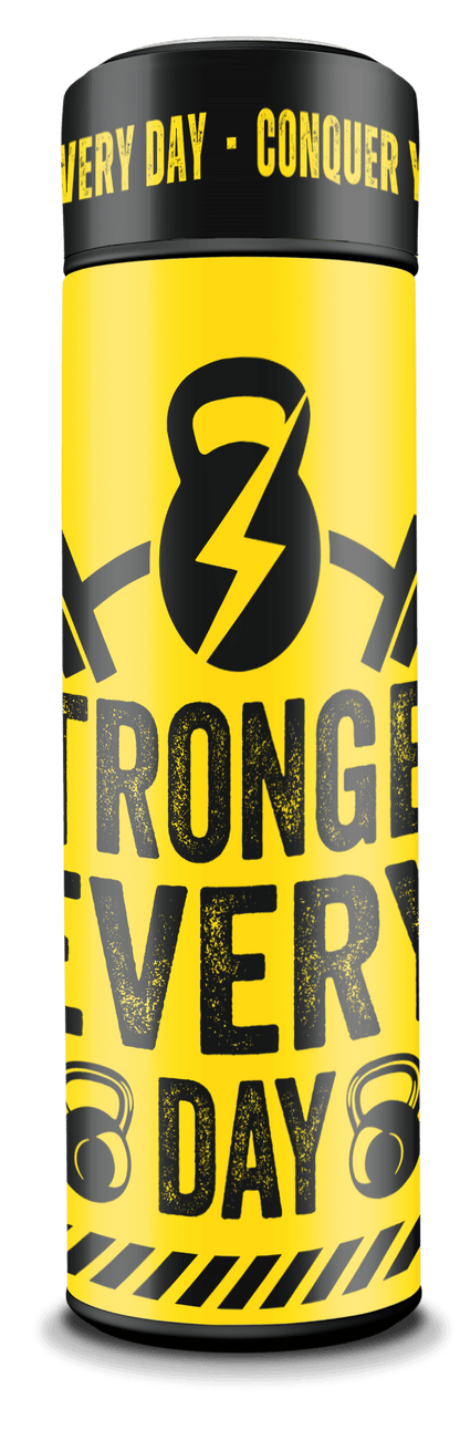Stronger Every Day - Smart Insulated Stainless Steel Motivational Bottle with Temperature Display