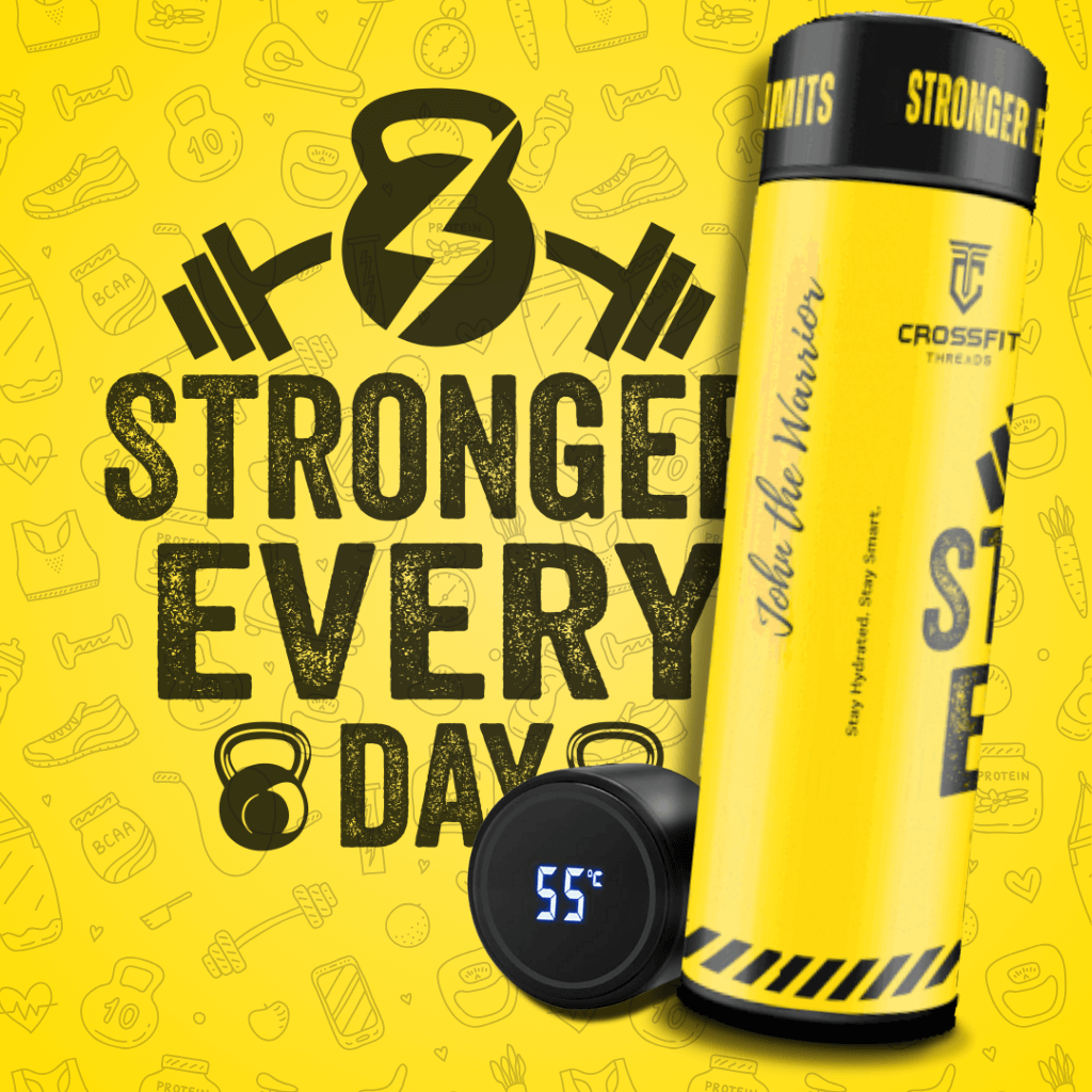 Stronger Every Day - Smart Insulated Stainless Steel Motivational Bottle with Temperature Display